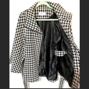 Calvin Klein Black and White Wool Coat / Pancho - size Small/Medium